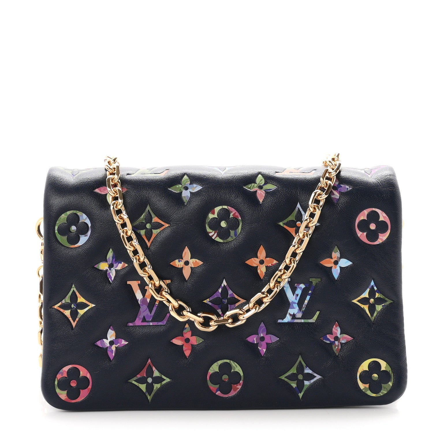 Louis Vuitton Lambskin Embossed Monogram LV Garden Pochette Coussin Navy 1 of 9