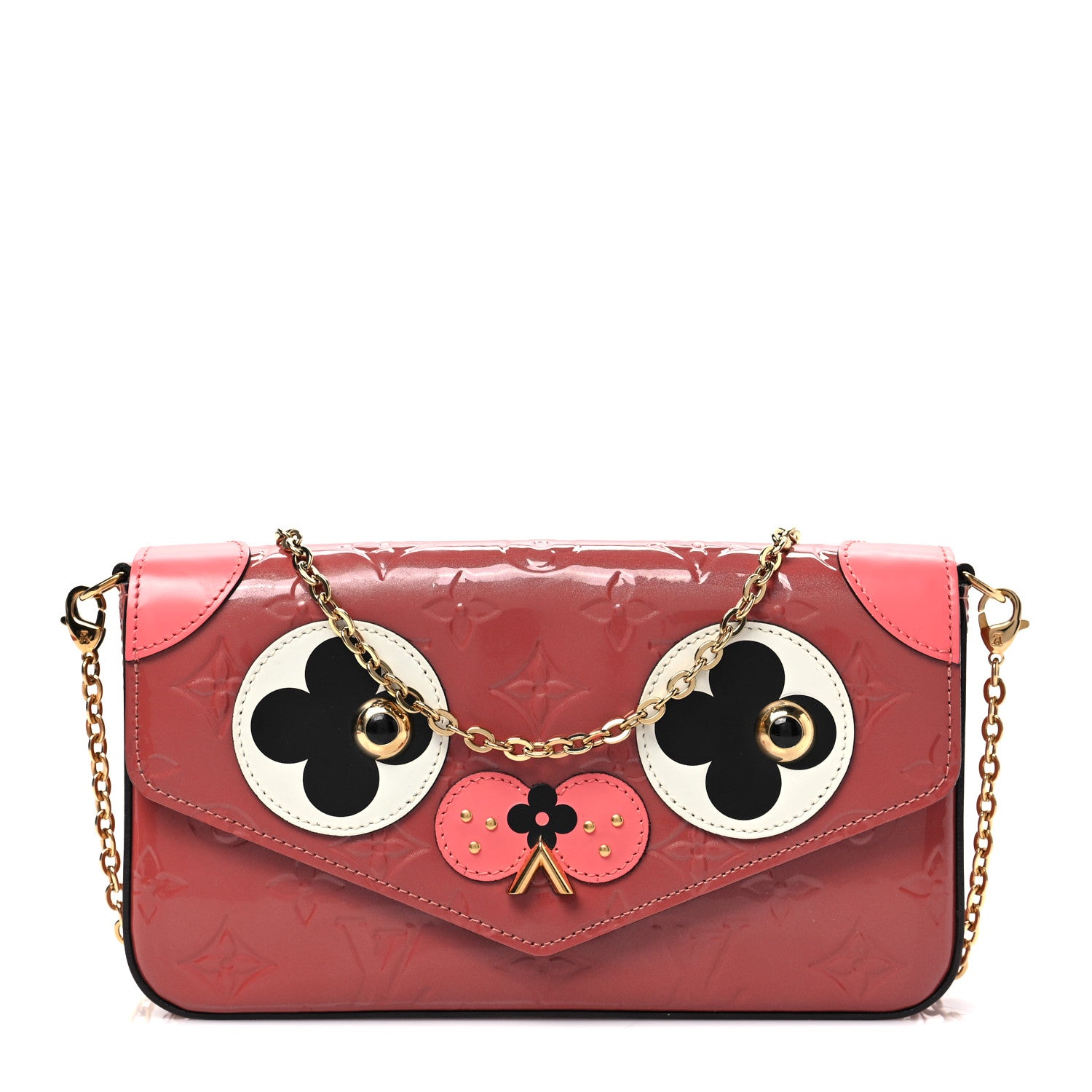 Louis Vuitton Vernis Valentine Dog Pochette Felicie Chain Wallet Pink 3 of 8