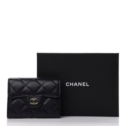 Chanel Caviar Quilted Flap Card Holder Wallet Navy Blue 9 of 9