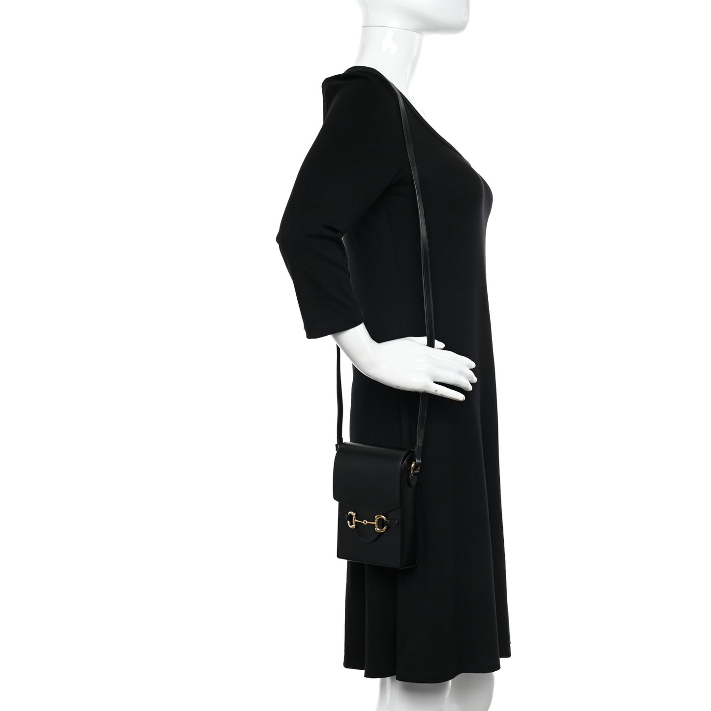 Boarded Plutone Calfskin Mini Horsebit 1955 Crossbody Bag Black
