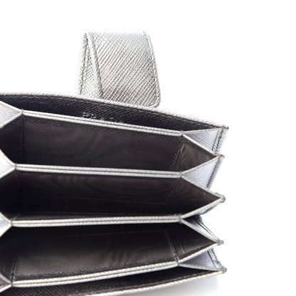 Prada Metallic Saffiano Accordion Card Case Cromo 5 of 6