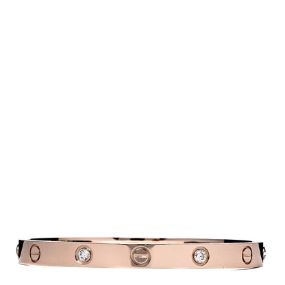 Cartier 18K Pink Gold 4 Diamond LOVE Bracelet 17 1 of 6