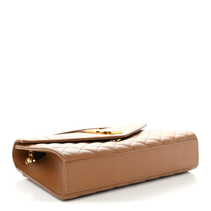 Saint Laurent Grain De Poudre Textured Mixed Matelasse Medium Triquilt Monogram Satchel Dark Cork 4 of 12