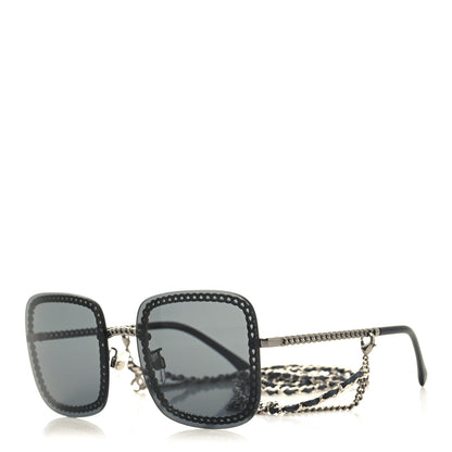 Chanel Square Removable Chain Sunglasses 4244 Black 1 of 8