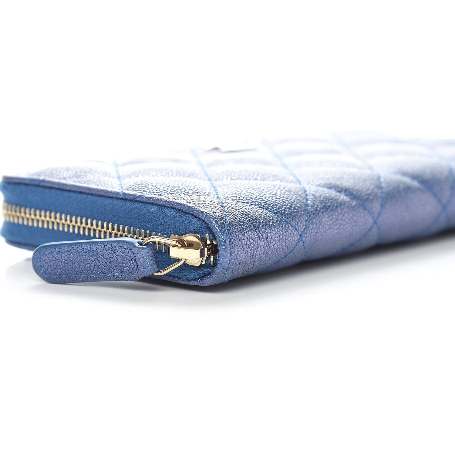 Chanel Iridescent Caviar Quilted Medium Zip Around Wallet Dark Blue 9 of 11