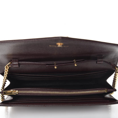 Saint Laurent Grain De Poudre Matelasse Chevron Monogram Chain Wallet Burgundy 5 of 10