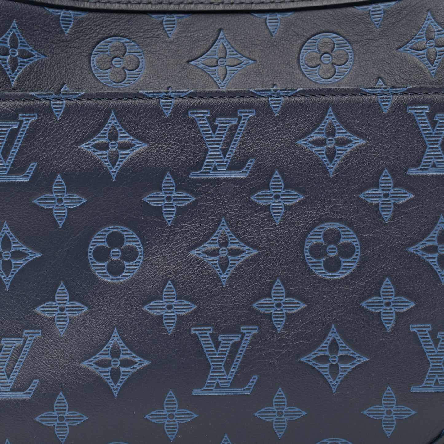 Calfskin Monogram Shadow Duo Messenger Navy Blue