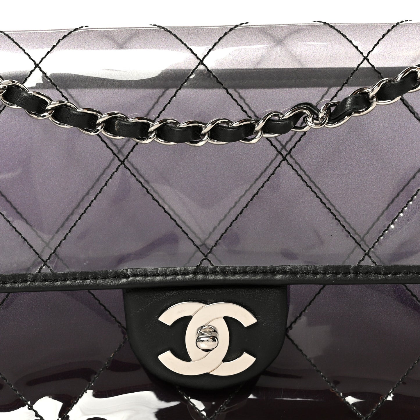 Vinyl Quilted Degrade Jumbo Single Flap Black