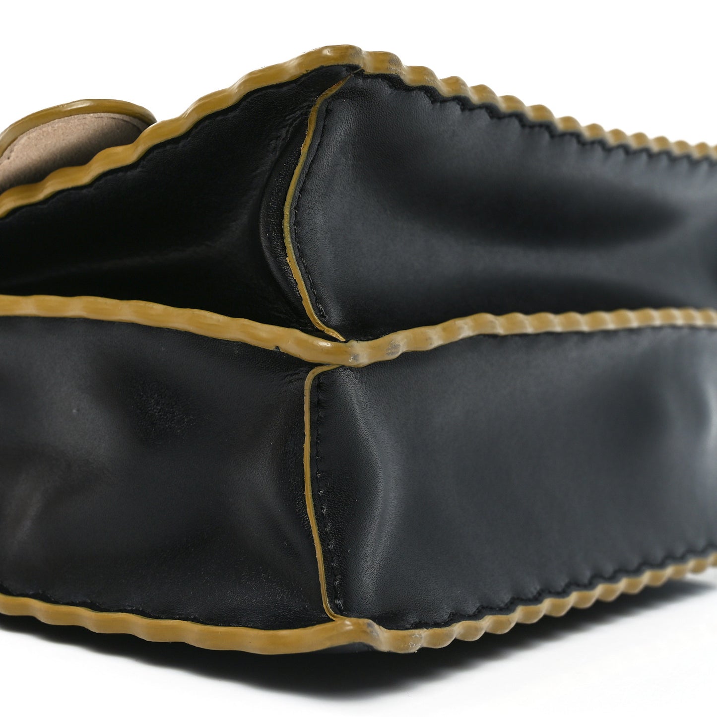 Vitello Liberty Scalloped Studded Kan I Shoulder Bag Black