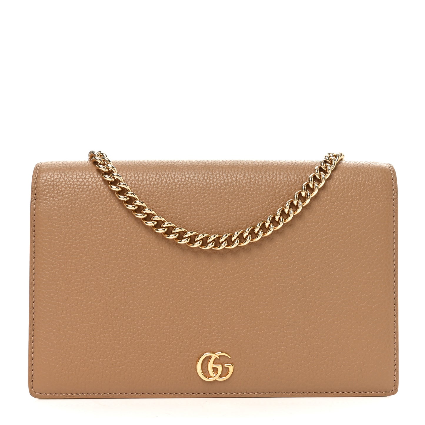 Dollar Calfskin Mini GG Marmont Chain Wallet Beige Bright Green