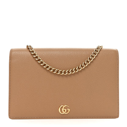 Gucci Dollar Calfskin Mini GG Marmont Chain Wallet Beige Bright Green 1 of 9