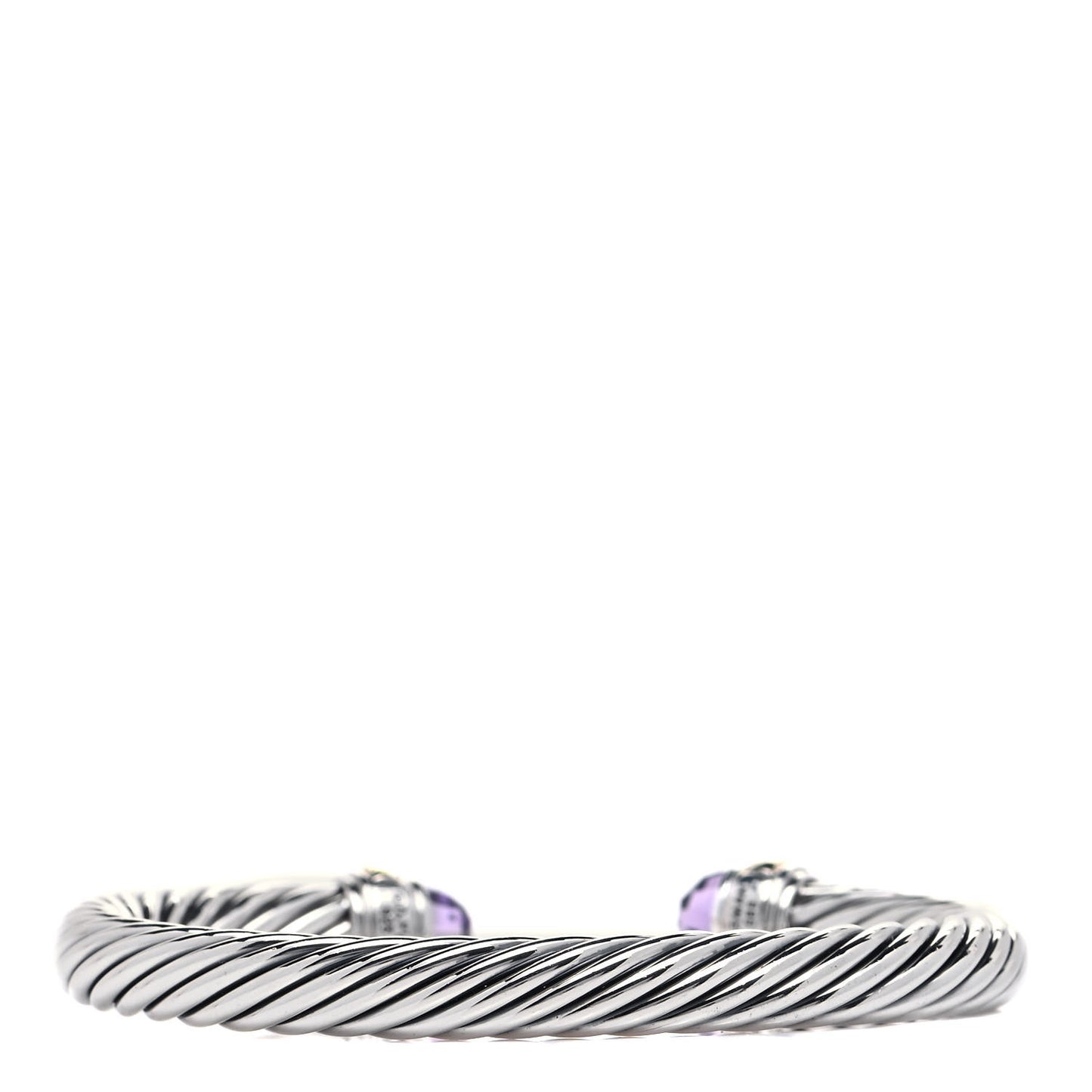 Sterling Silver 14K Yellow Gold Amethyst 7mm Cable Classics Bracelet