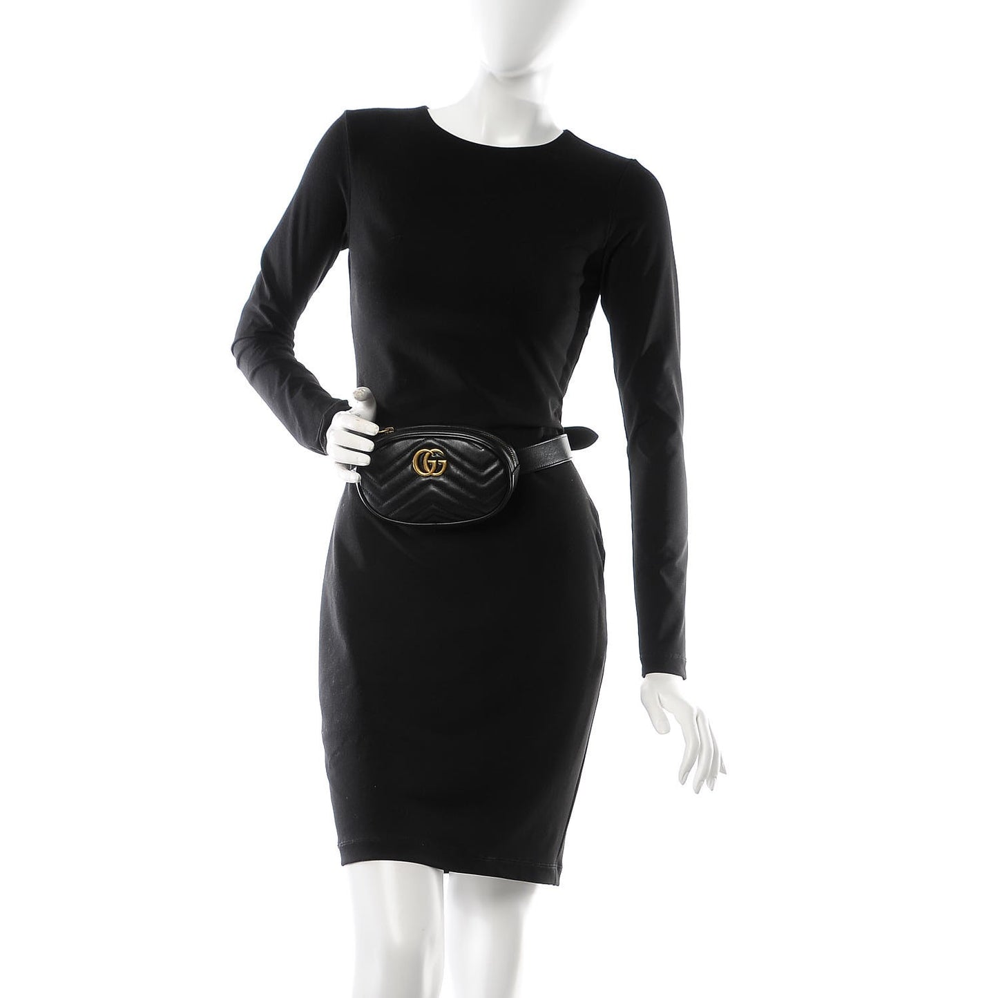 Calfskin Matelasse GG Marmont Belt Bag 75 30 Black
