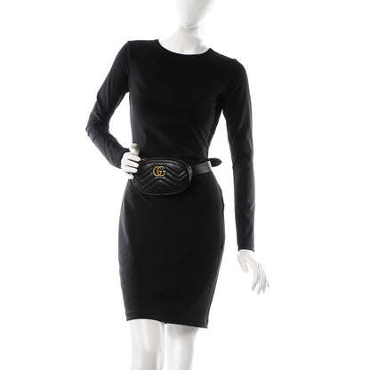 Gucci Calfskin Matelasse GG Marmont Belt Bag 75 30 Black 2 of 7