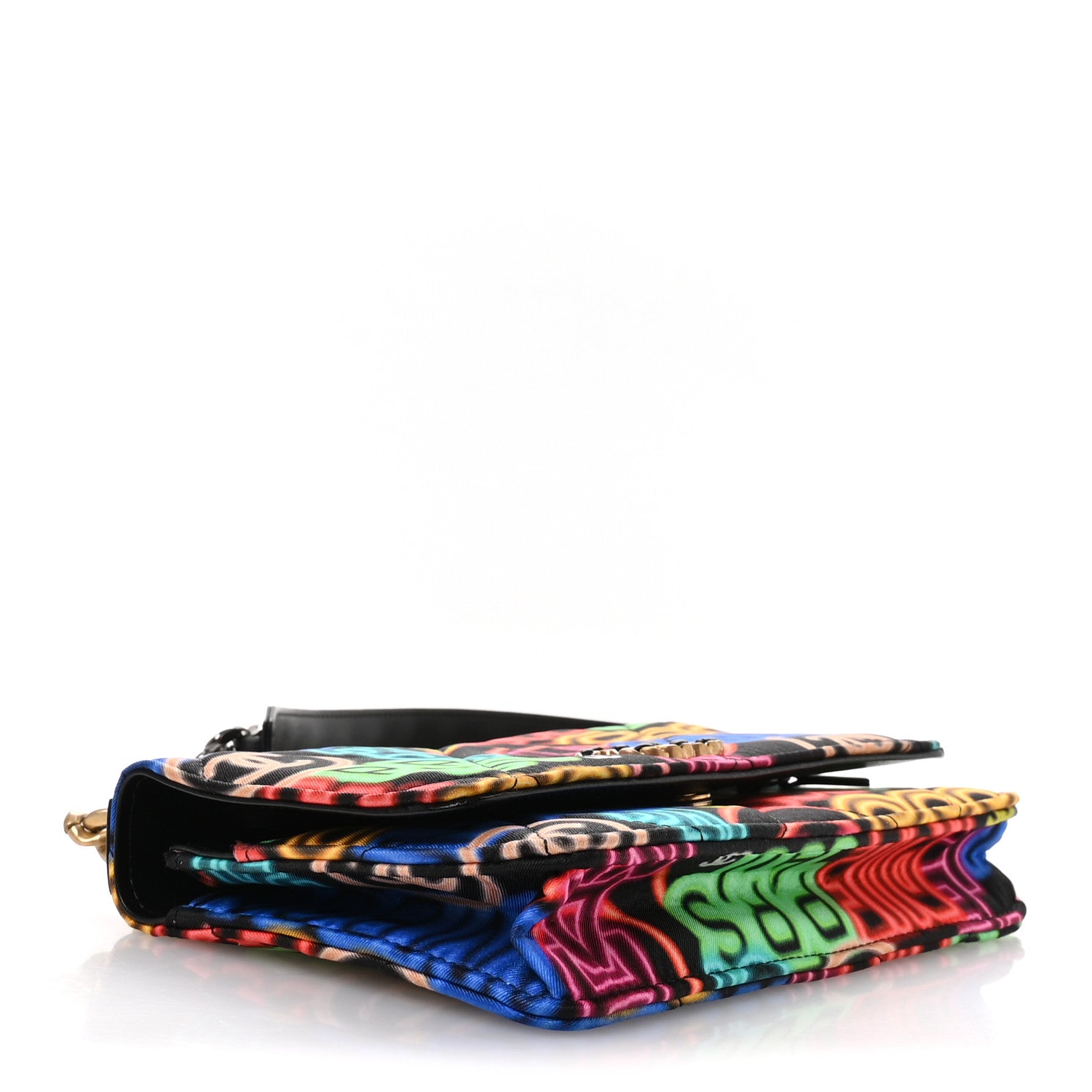 Chanel Fabric Printed Chanel 19 Wallet On Chain WOC Black Multicolor 4 of 13