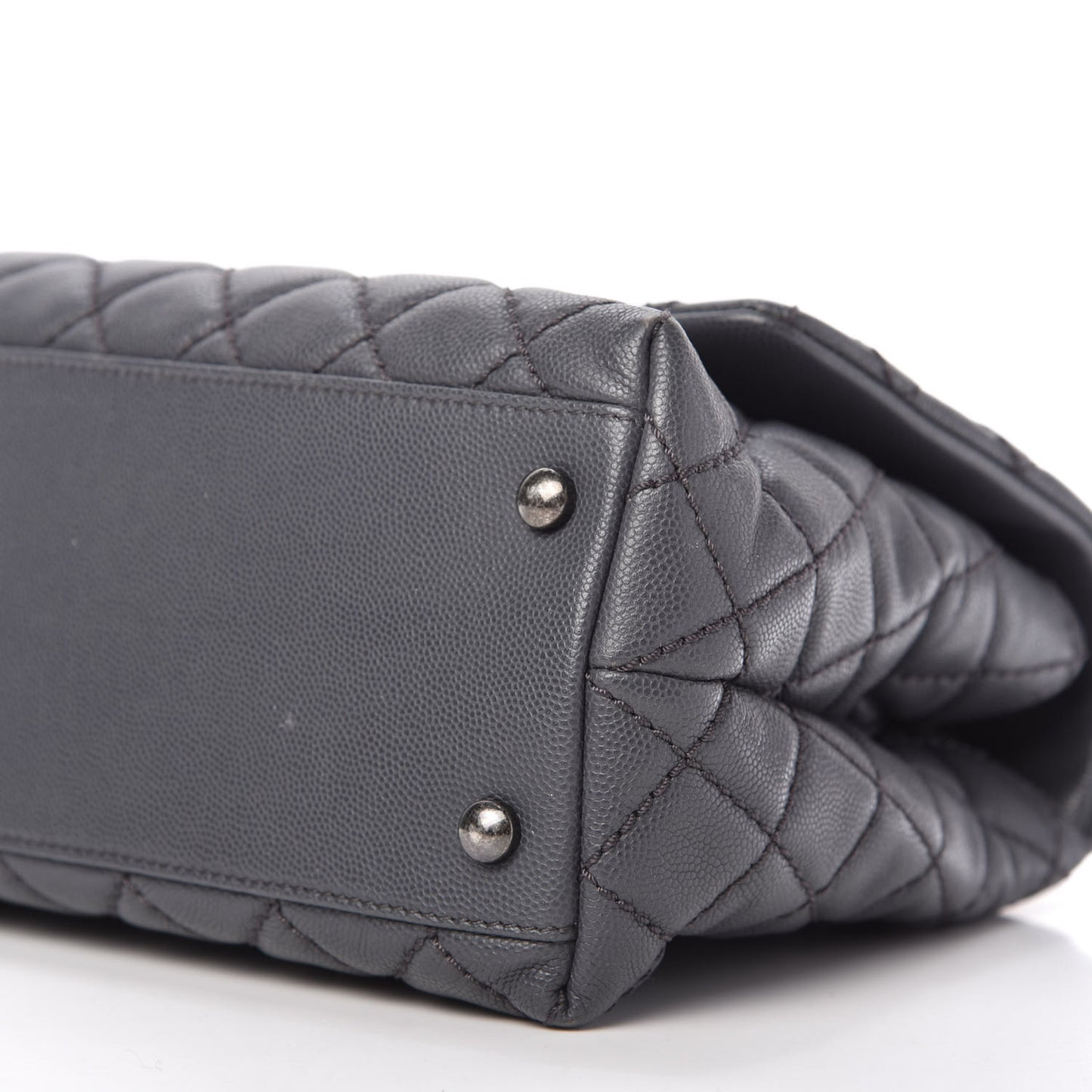 Caviar Quilted Small Coco Handle Flap Gray