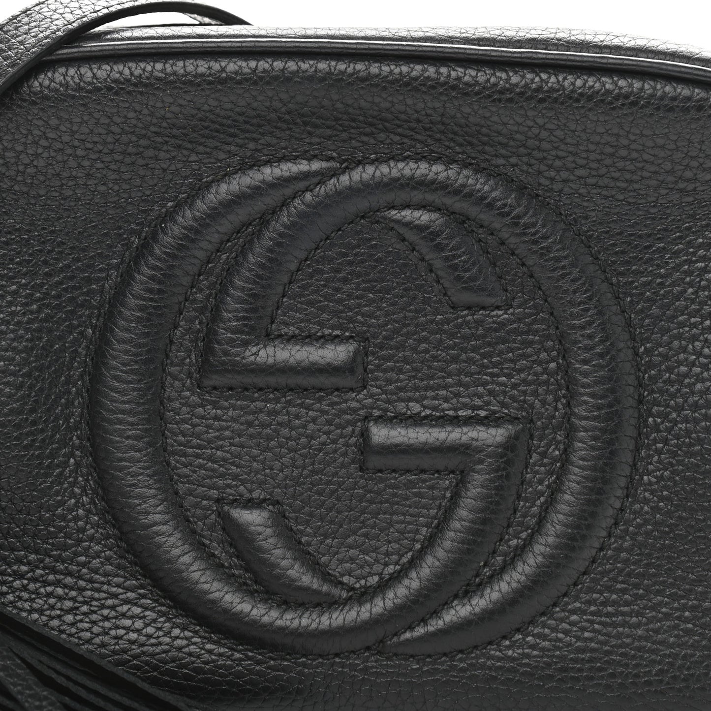 Pebbled Calfskin Small Soho Disco Bag Black