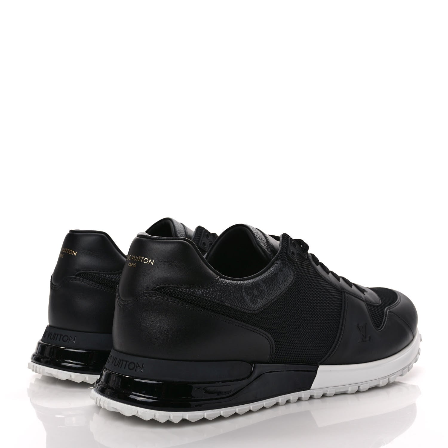 Louis Vuitton Calfskin Monogram Run Away Sneakers 12 Black 4 of 8