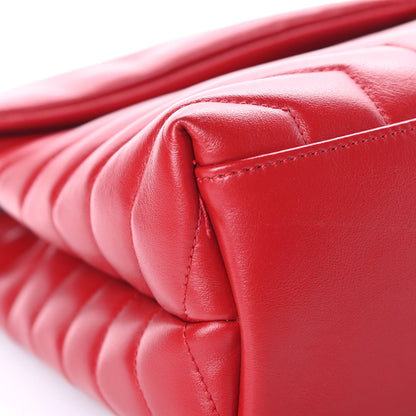 Saint Laurent Calfskin Y Quilted Monogram Medium Loulou Chain Satchel Red 12 of 15