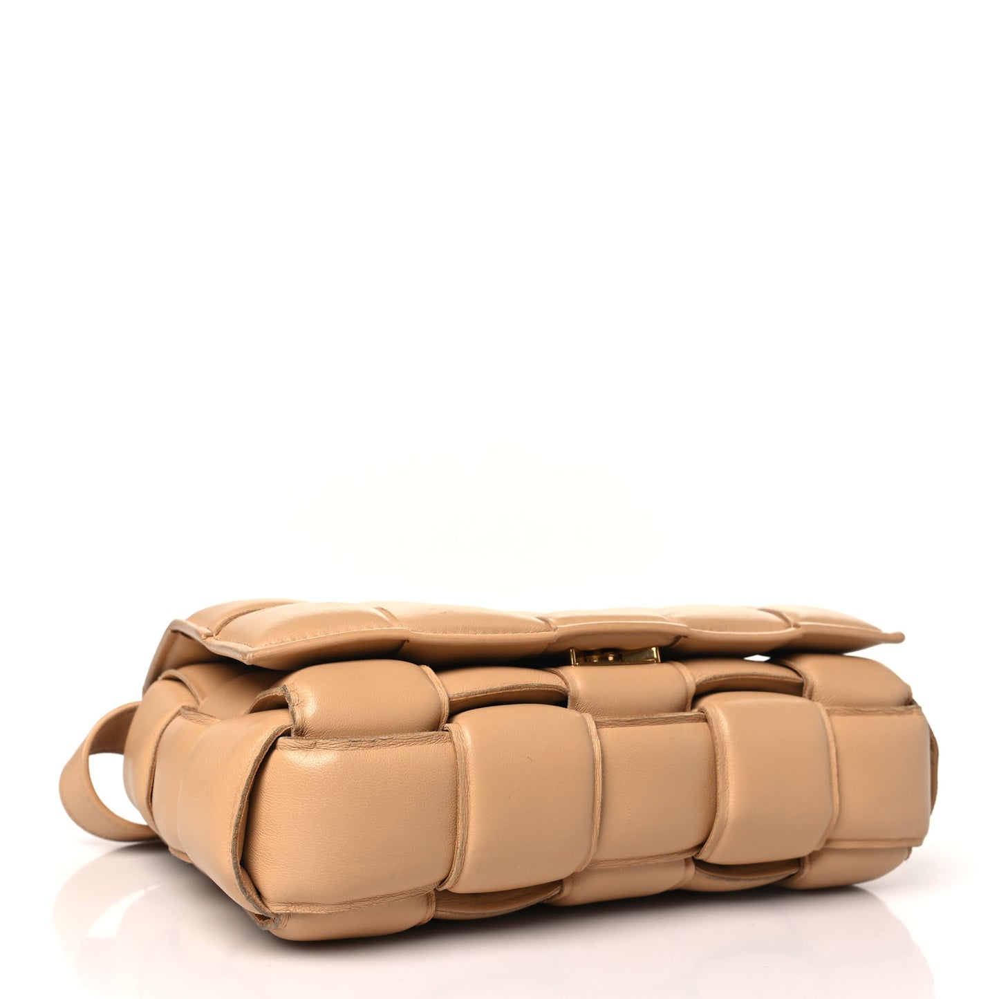 Nappa Maxi Intrecciato Padded Cassette Crossbody Bag Almond