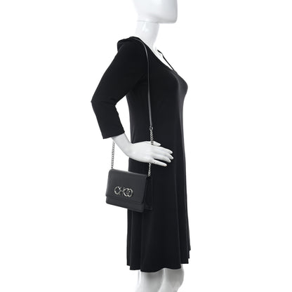 Jimmy Choo Smooth Calfskin Sidney Flap Chain Bag Black 2 of 10