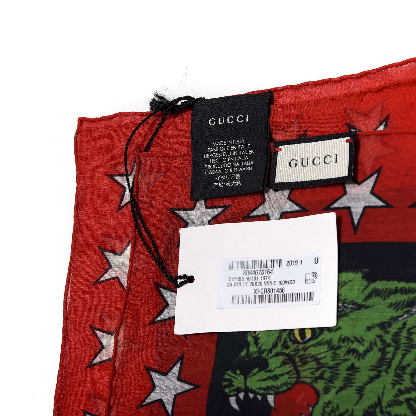 Cotton Square Scarf Red Green
