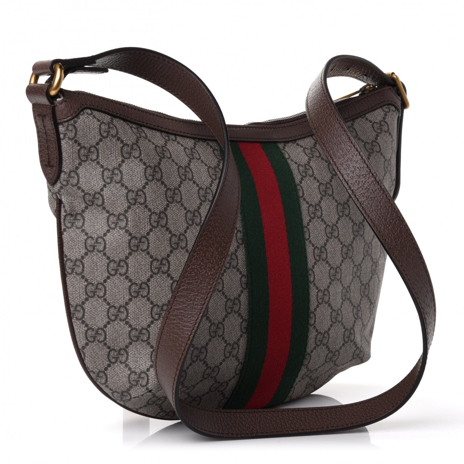 Gucci GG Supreme Monogram Web Small Ophidia Half Moon Hobo Brown 2 of 4