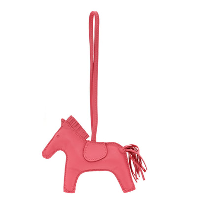 Hermes Milo Lambskin Grigri Rodeo Horse Bag Charm MM Rose Azalee 1 of 4