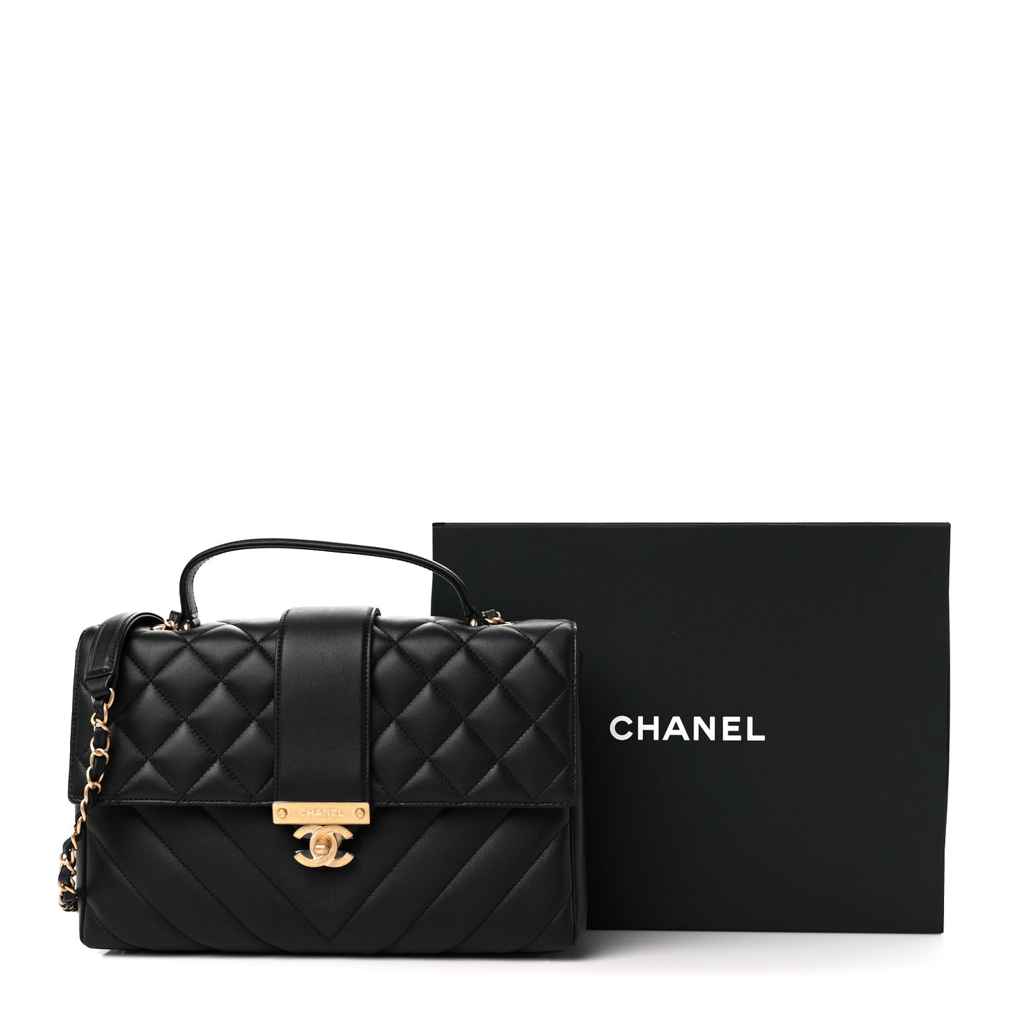 Calfskin Quilted Chevron In The City Bag Black