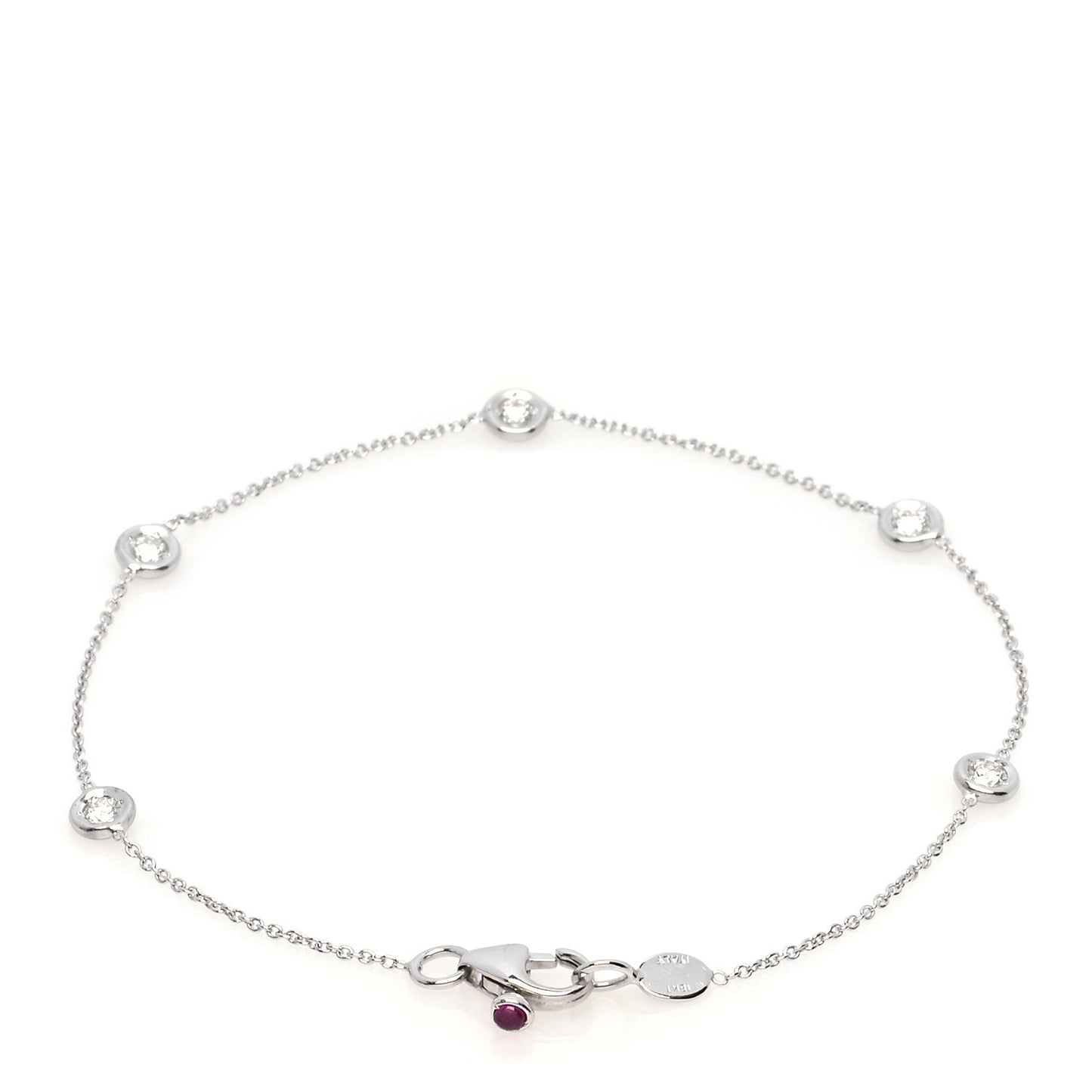 18K White Gold Diamond By the Inch Five Station Bracelet