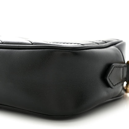 Gucci Calfskin Matelasse Mini GG Marmont Chain Shoulder Bag Black 11 of 12