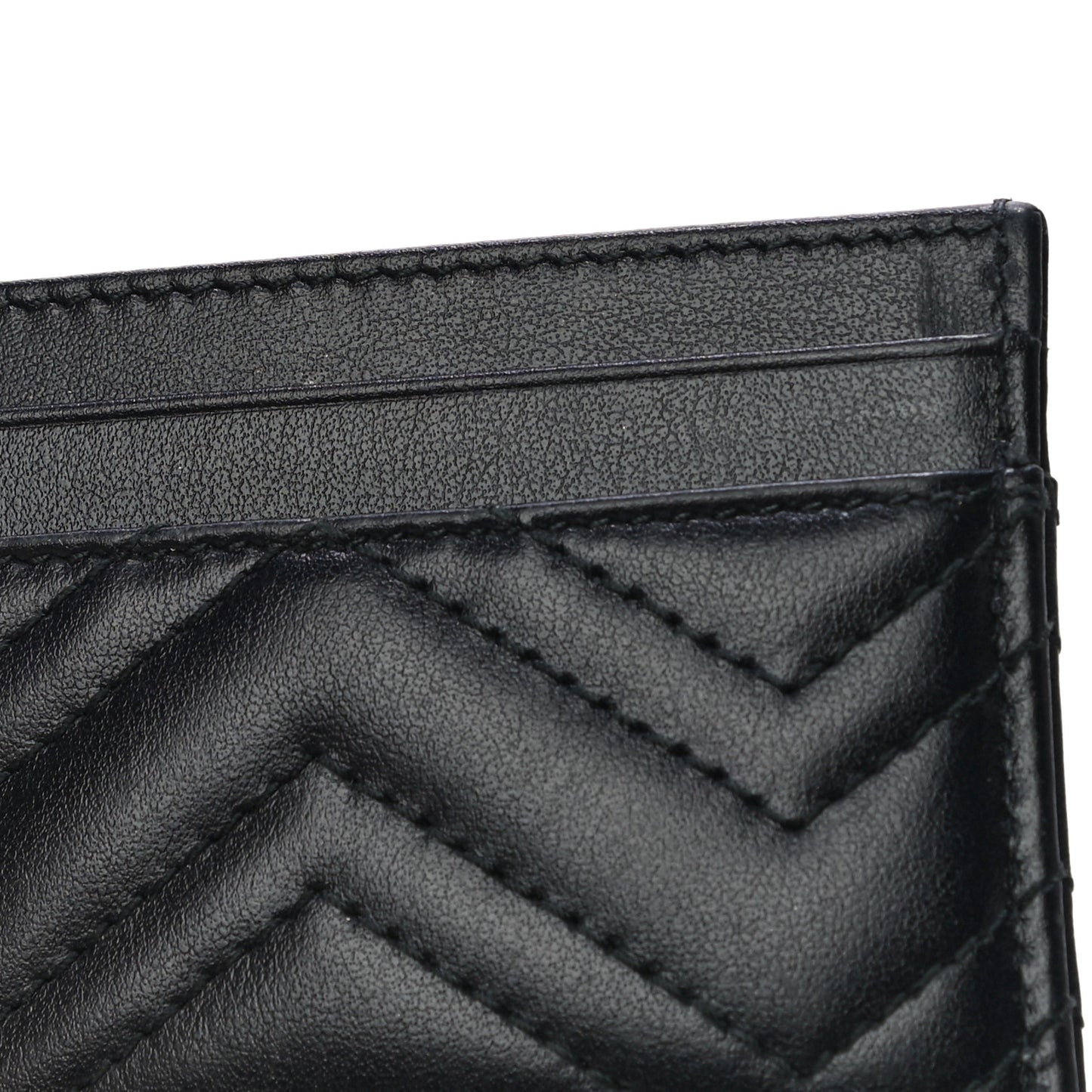 Calfskin Matelasse GG Marmont Card Holder Black