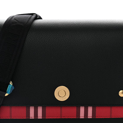 Burberry Grainy Calfskin Vintage Check Medium Note Crossbody Bag Black Post Red 7 of 9