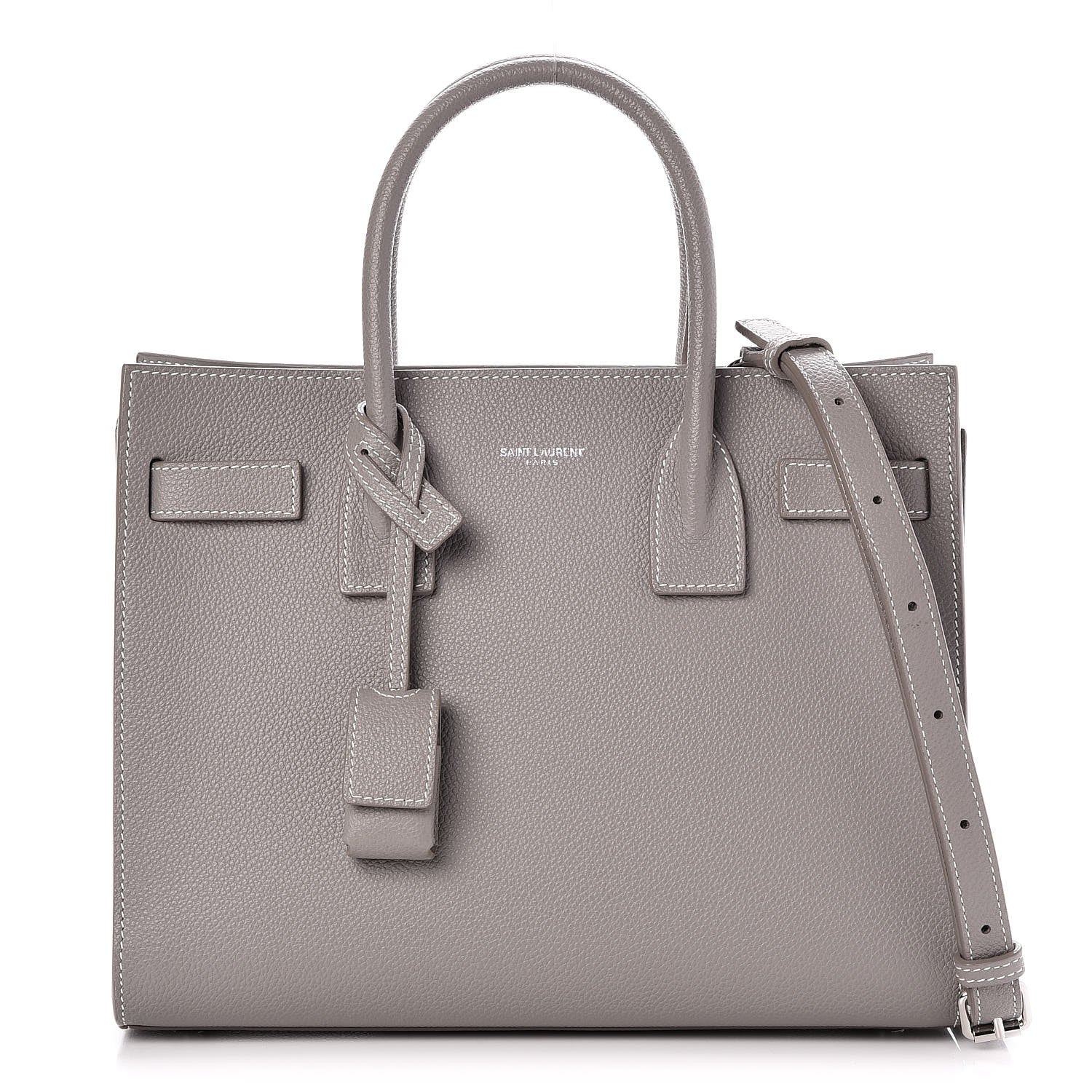 Saint Laurent Grained Calfskin Topstich Baby Sac De Jour Fog 1 of 7