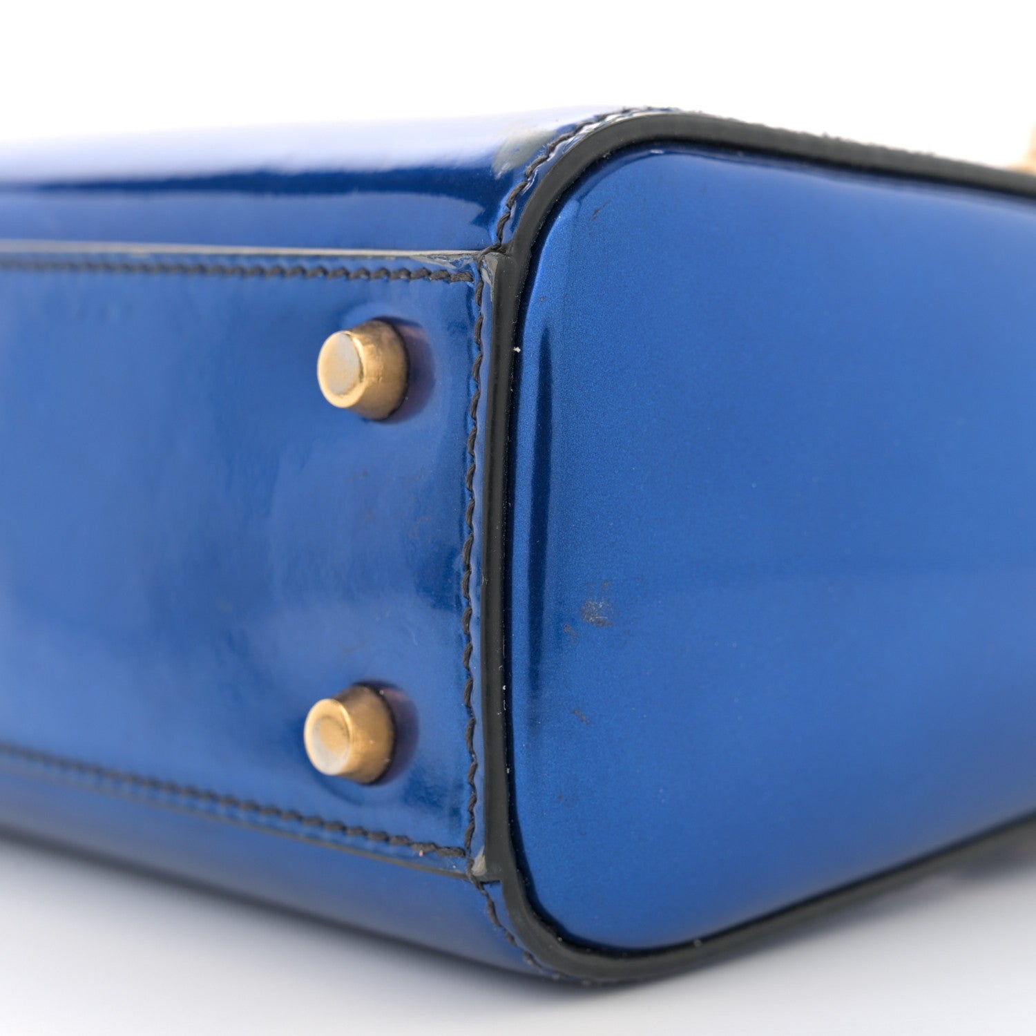 Christian Dior Metallic Glazed Calfskin Mini Lady Dior Blue 10 of 13