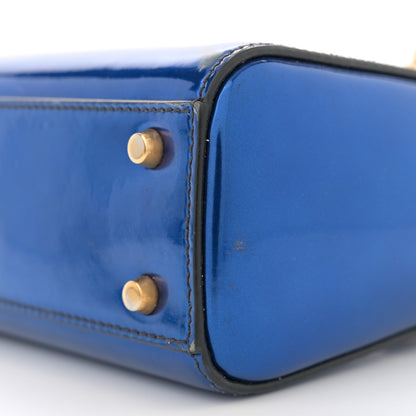Christian Dior Metallic Glazed Calfskin Mini Lady Dior Blue 10 of 13