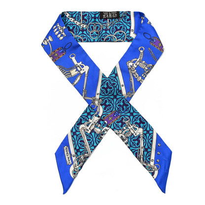 Hermes Silk Mors Et Gourmettes Remix Twilly Bleu Roy Turquoise Prune 1 of 4