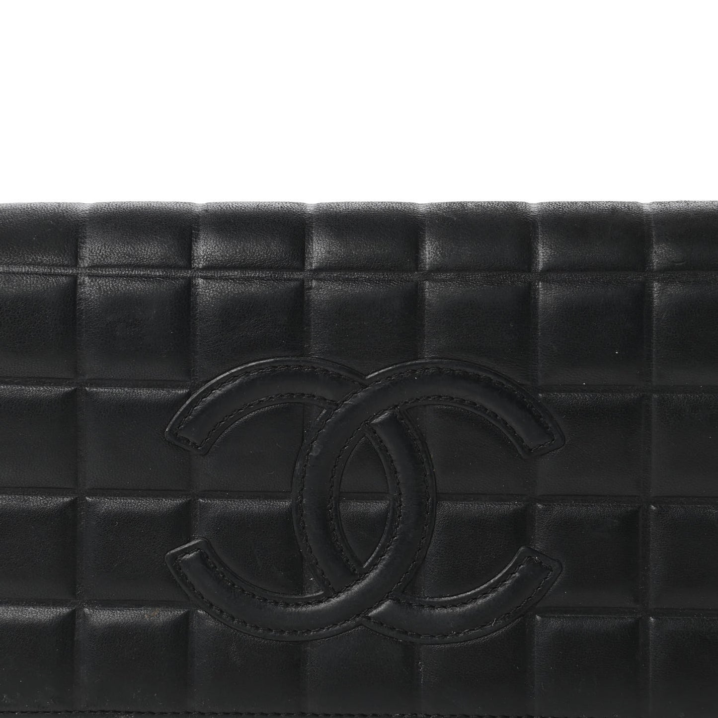 Lambskin Quilted CC Chocolate Bar Flap Black