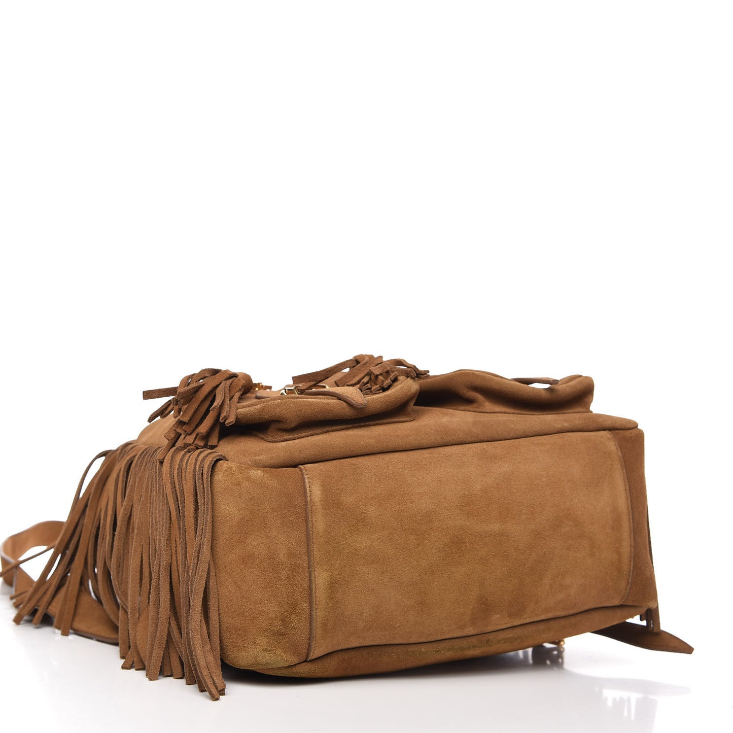 Suede Calfskin Fringe Festival Backpack Light Ocre