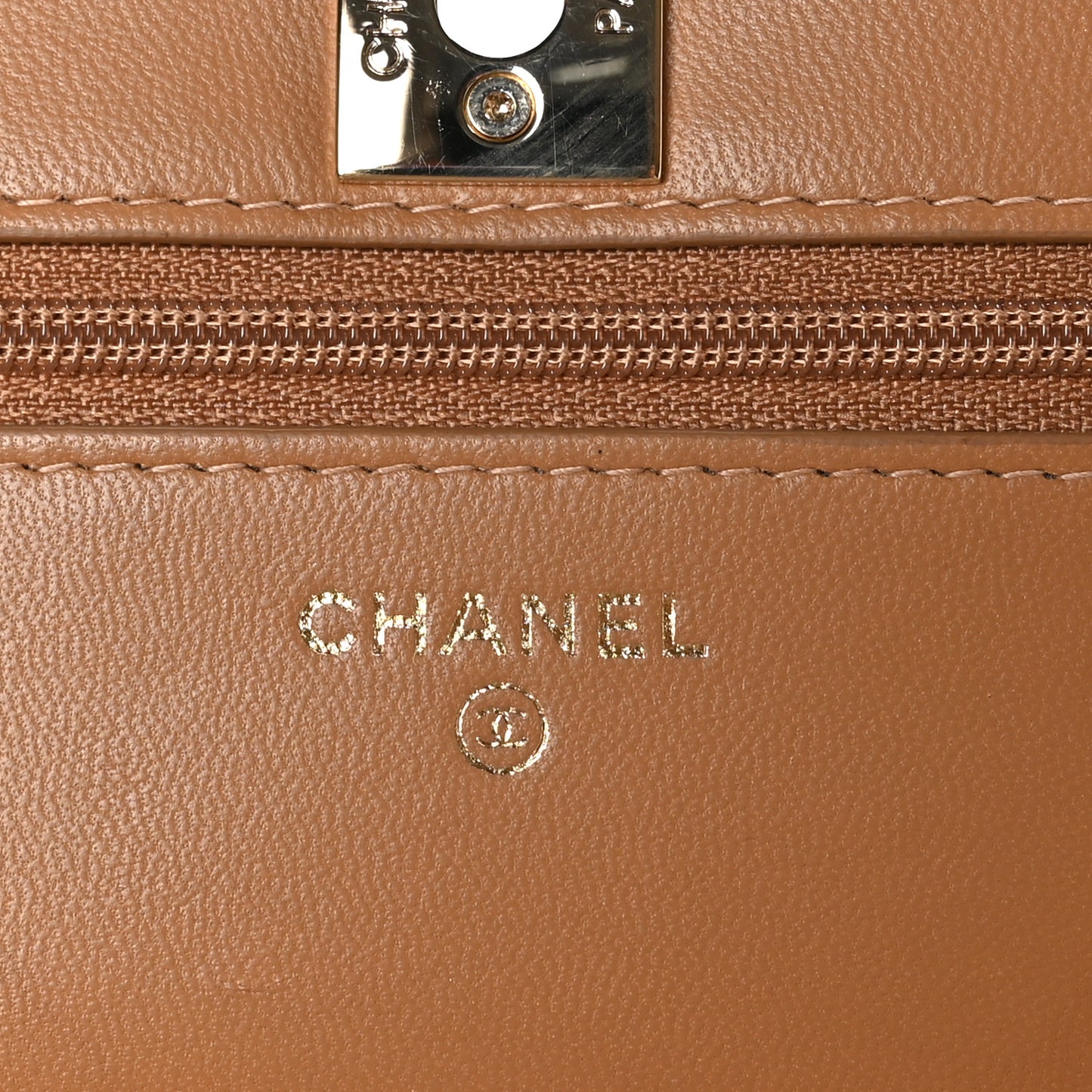 Lambskin Quilted Trendy CC Wallet On Chain WOC Camel