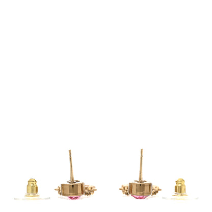 Chanel Pearl Crystal CC Heart Drop Earrings Gold Multicolor 3 of 5