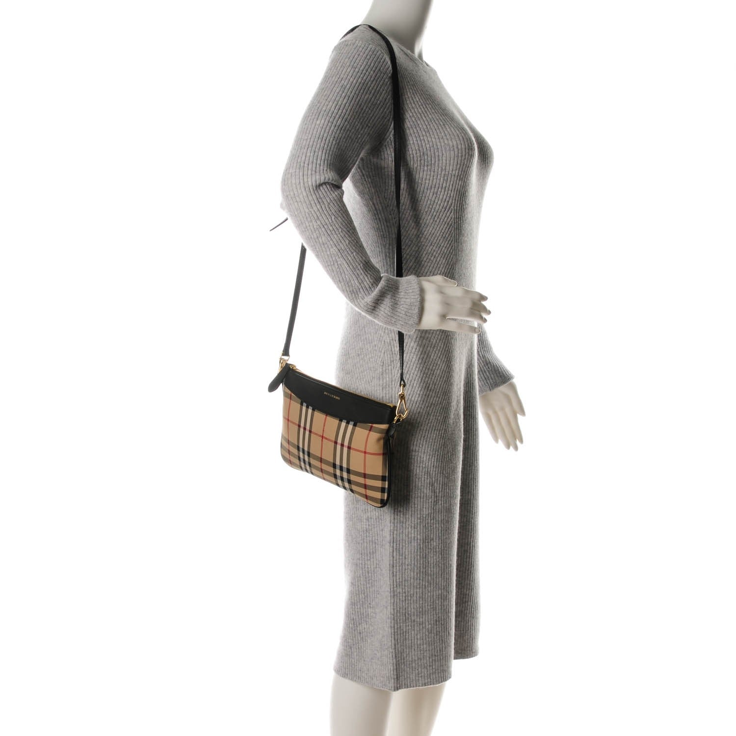 Burberry Horseferry Check Peyton Crossbody Clutch Bag Black 2 of 7