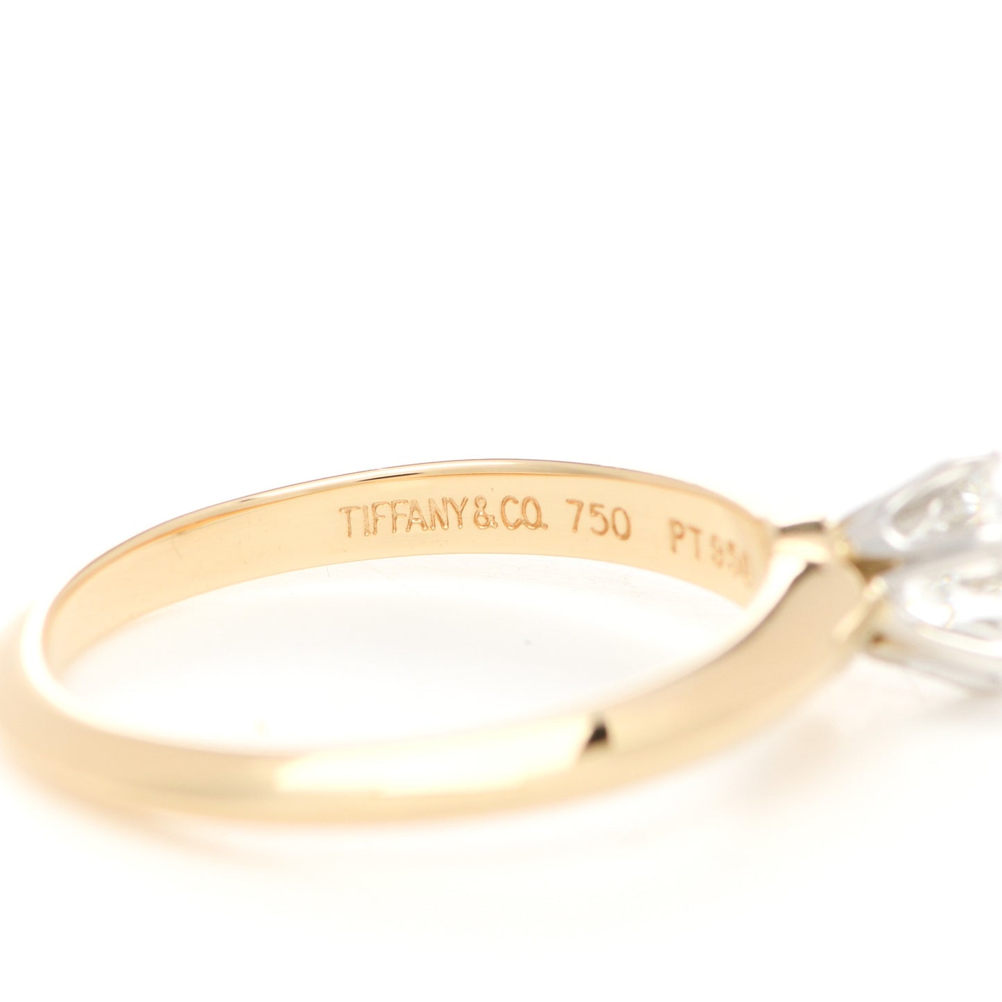 18K Yellow Gold Platinum Diamond .43ct Solitaire Engagement Ring 49 5