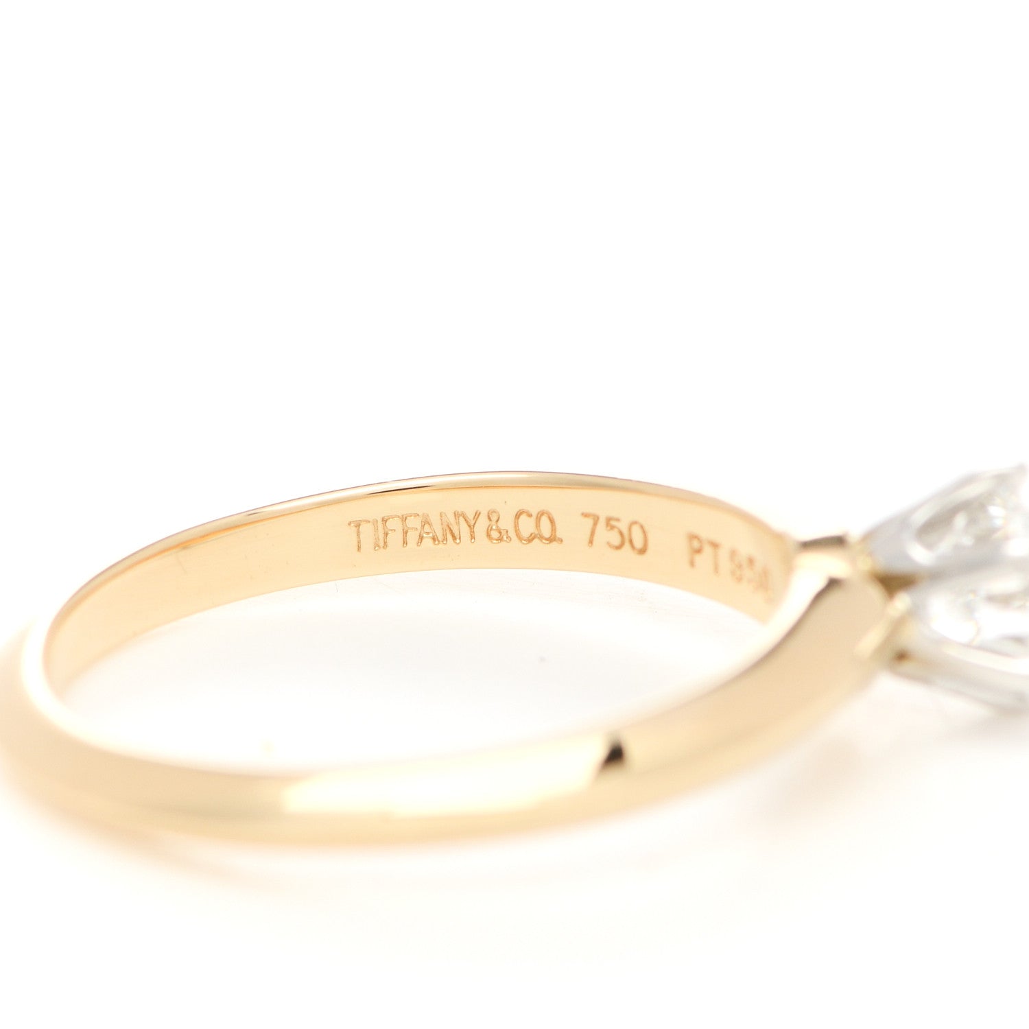 Tiffany 18K Yellow Gold Platinum Diamond .43ct Solitaire Engagement Ring 49 5 5 of 8