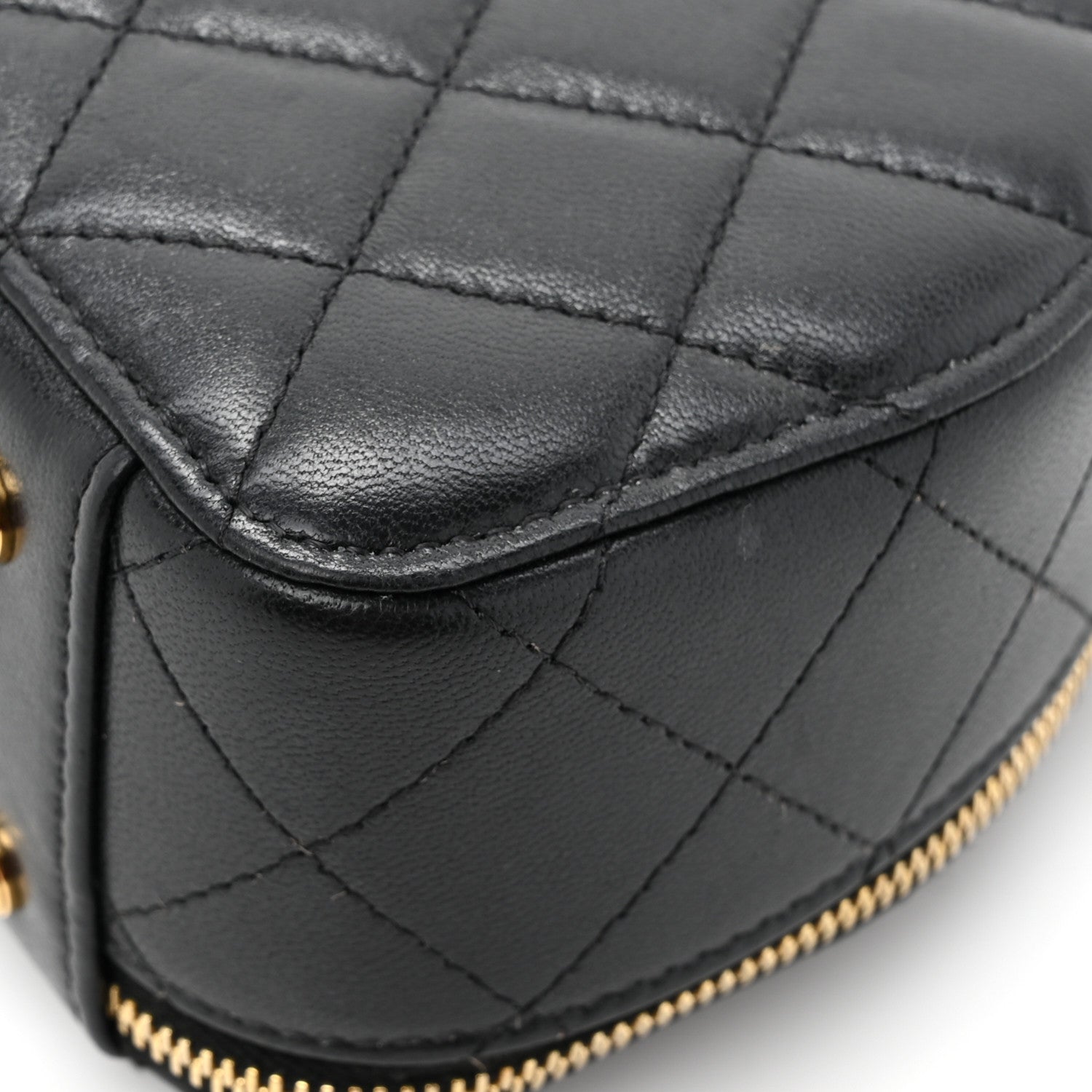Chanel Lambskin Quilted Chic Riviera Top Handle Vanity Case Black 12 of 14