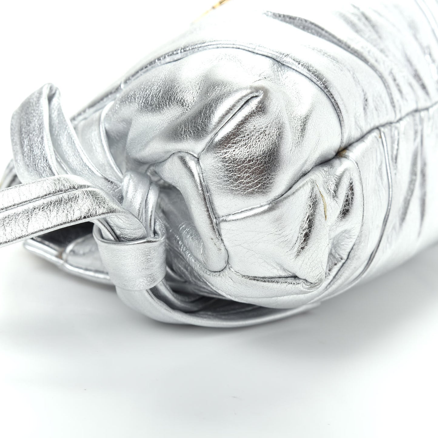Metallic Calfskin Hysteria Clutch Silver