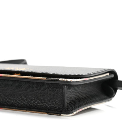 Burberry Derby Calfskin House Check Wallet On Chain Black 10 of 10