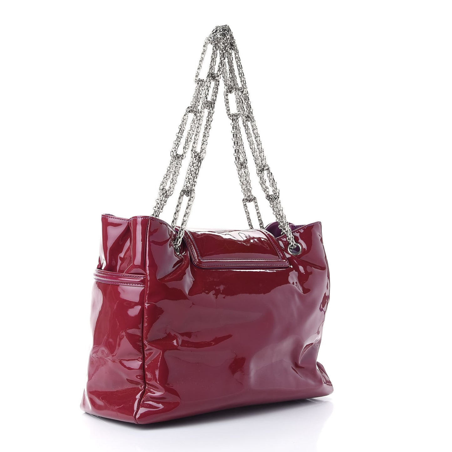 Patent Mademoiselle Lock Large Shopper Tote Purple