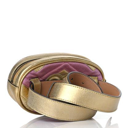Gucci Metallic Nappa Matelasse Heart GG Marmont Belt Bag 75 30 Oro Vecchio Rosa 3 of 11