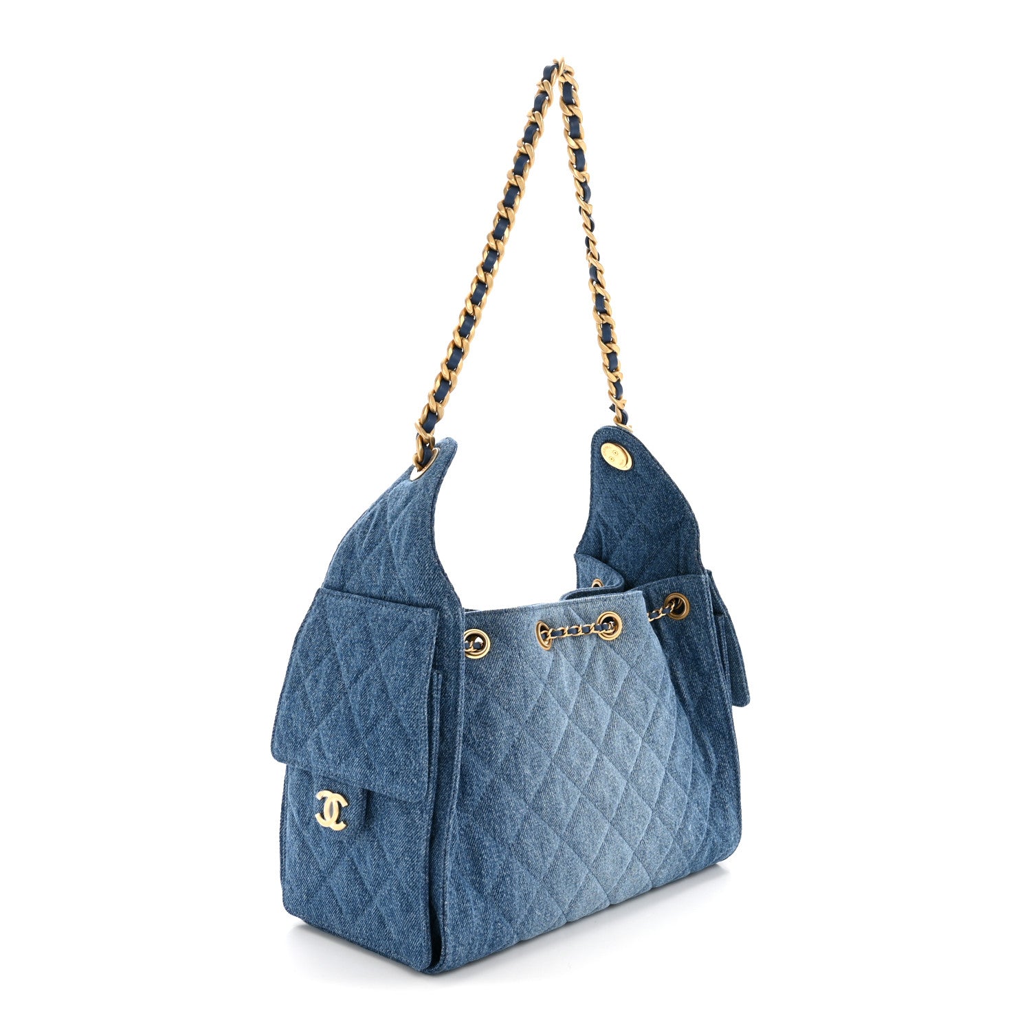 Chanel Washed Denim Quilted Small Chanel 25 Handbag Blue 1843049